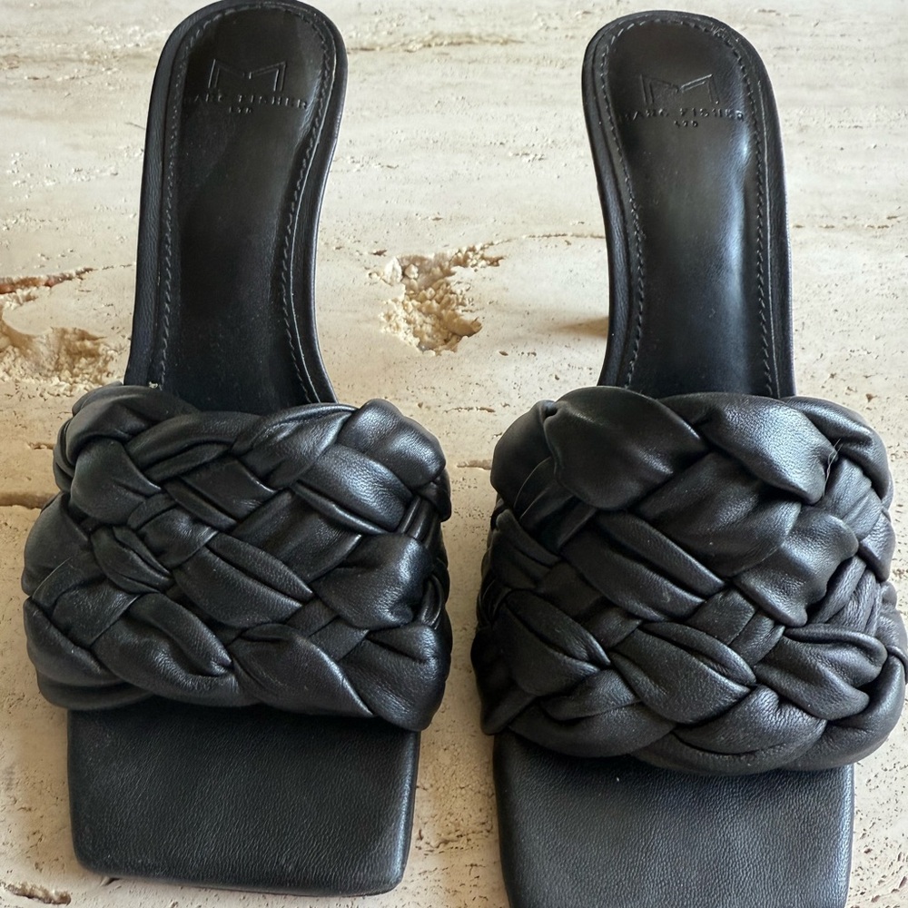Marc‎ Fisher Black Woven Sandals